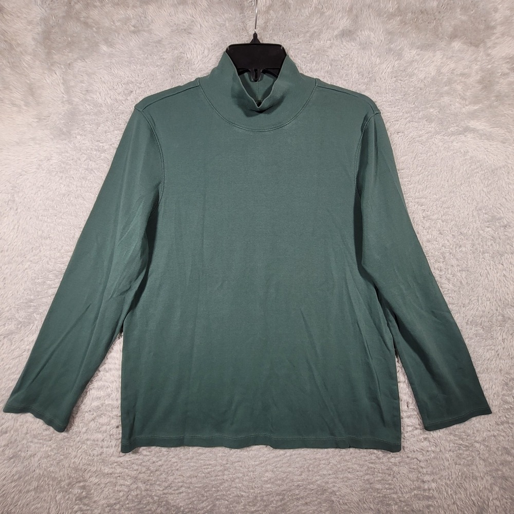Pendleton Mock Neck Top Mens XL Green Long Sleeve Cotton‎ Knit